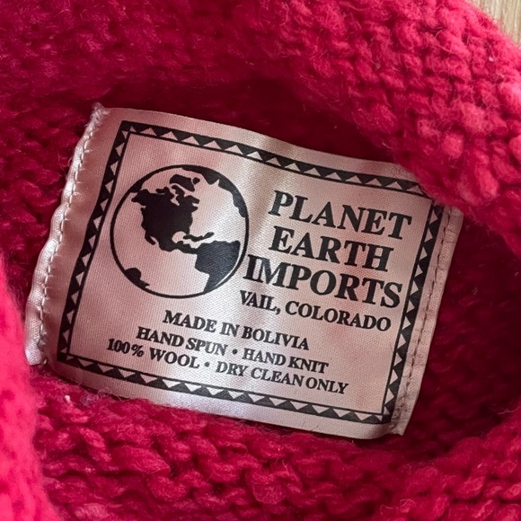 Vintage Planet Earth Imports Red Wool Mock-neck - Picture 2 of 3
